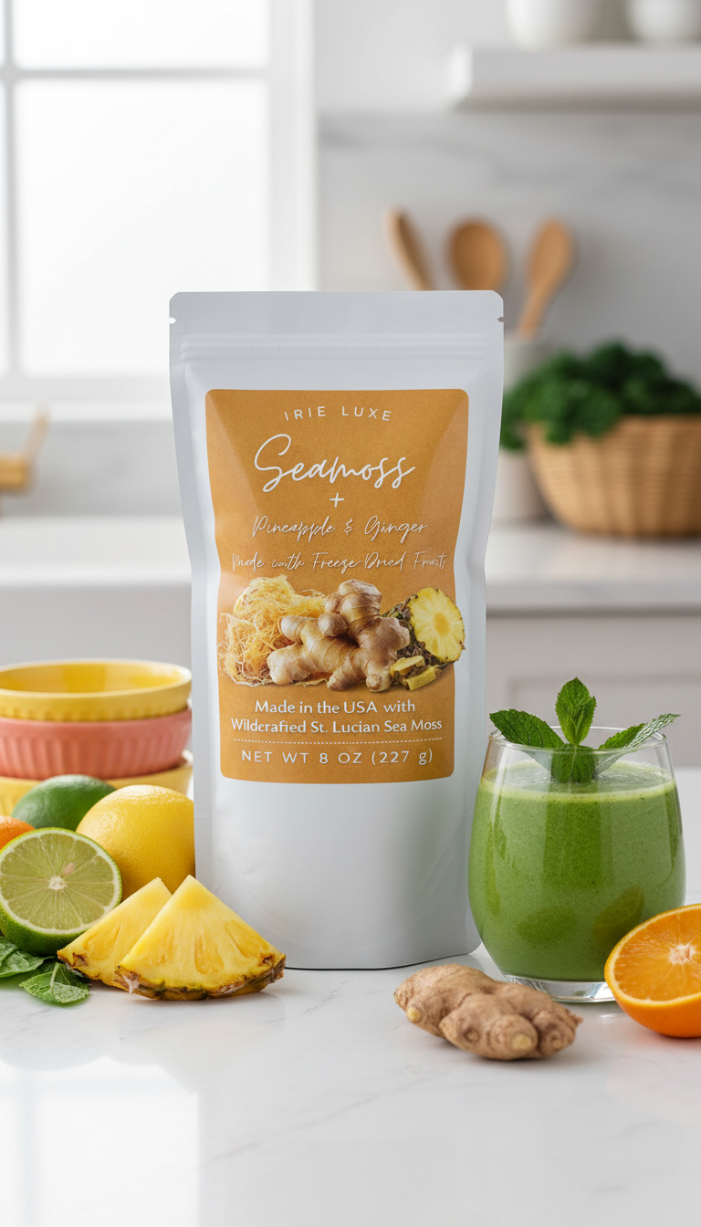 Irie Luxe Pineapple Ginger Seamoss Powder | Wildcrafted St. Lucian Sea