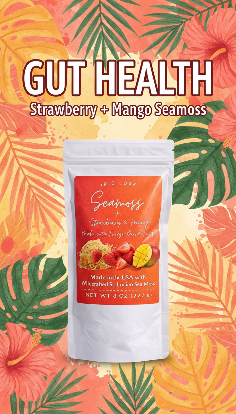 Irie Luxe Strawberry Mango Seamoss Powder | Wildcrafted St. Lucian Sea Moss