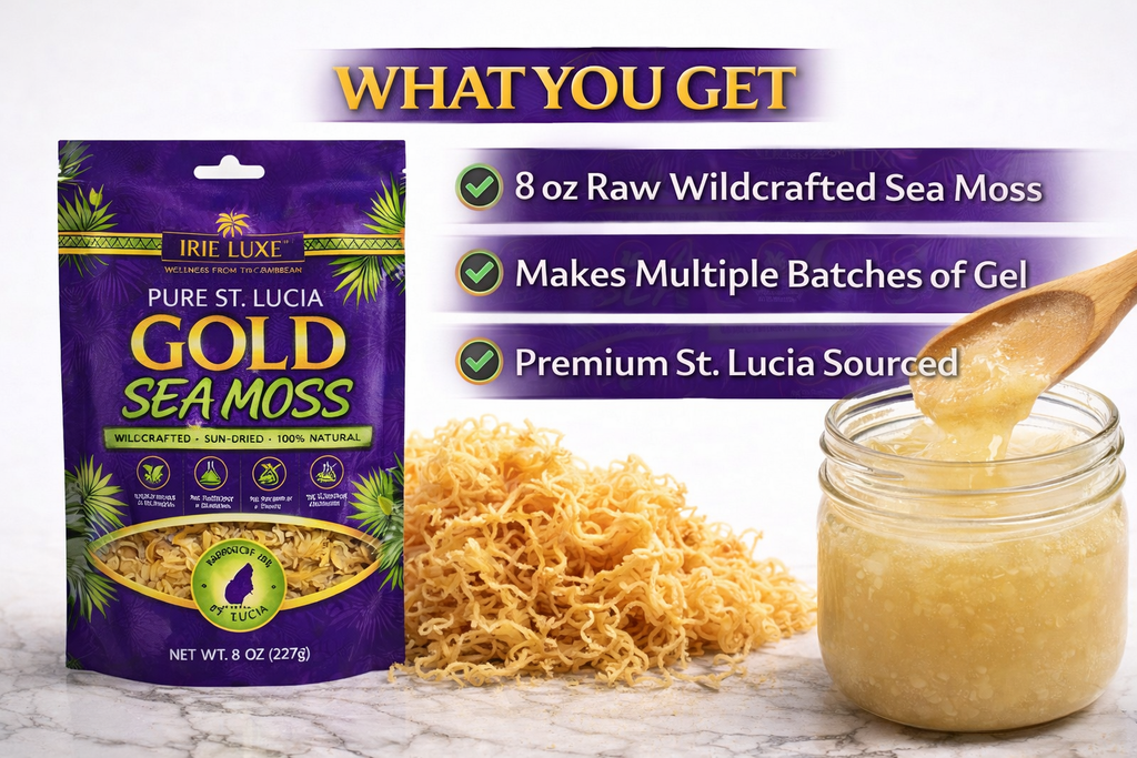 Irie Luxe Pure St. Lucia Gold Sea Moss - Raw, Wildcrafted, Natural