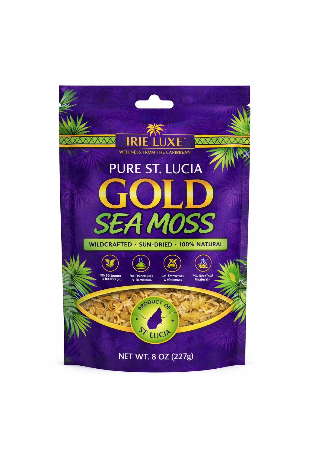 Irie Luxe Pure St. Lucia Gold Sea Moss - Raw, Wildcrafted, Natural