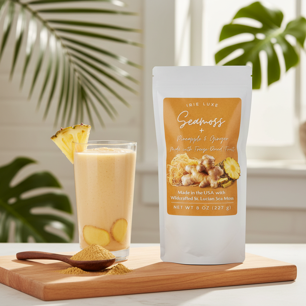 Pineapple Ginger Seamoss Powder | Wildcrafted St. Lucian Sea Moss | Irie Luxe